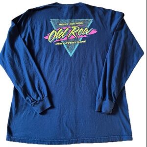 Old Row Retro Pocket Long Sleeve Tee Comfort Colors Navy Adult Size Large NWT